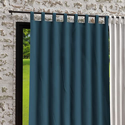 Soleil d'ocre, Bohème Rideaux Pattes, Microfibre lavé, Bleu Canard, 140x250 cm