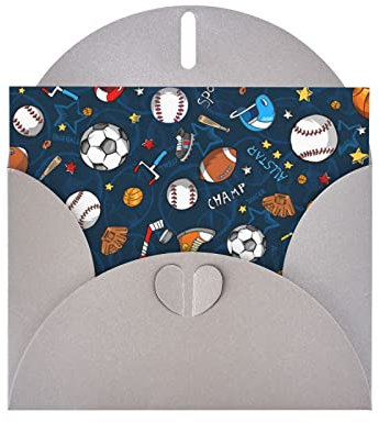 Grußkarte für Baseball, Basketball, Fußball, Hockey, hochwertiges Perlpapier, 10,2 x 15,2 cm, für Geburtstagskarte, Hochzeitstag, Einladungskarte