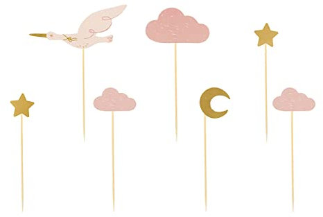 Cake Topper Storch 13,5cm 7er Set Tortendeko Kuchendeko Torten Kuchen Cupcake Muffin Baby Shower