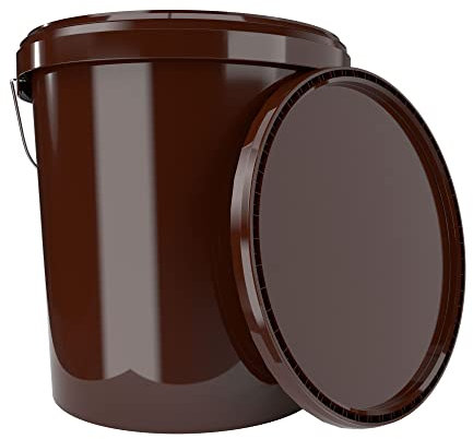 Bucket with Lid 16 Litres Brown – Food Safe Airtight and Stable, Empty Bucket with Handle and Closure Lid for Food Chemistry Wall Paint Washing Powder Adhesives Suitable