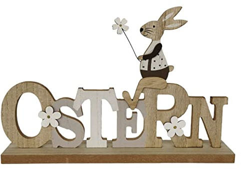Goldbach Schriftzug Ostern aus Holz mit Osterhase 30/20/5cm groß Osterdeko Aufsteller