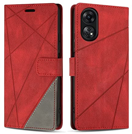 SONWO Cover per Oppo Reno 8T 4G Custodia, Flip Caso in PU Pelle Case Cover Premium Portafoglio Custodia per Oppo Reno 8T 4G, Supporto Stand, Slot per Schede, Rosso
