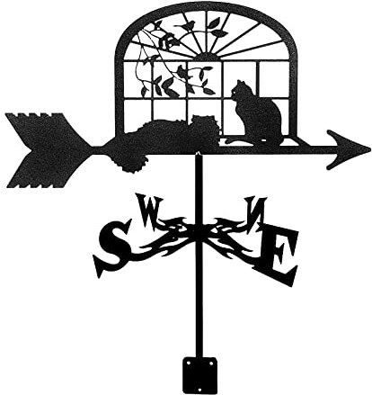 Wetterfahne, Katze, Schaf, Schwan, Kunst-Dekor, Edelstahl, langlebig, Wetterfahne, Messwerkzeuge, Wetterhahn, Richtungsanzeiger für Outdoor, Hof, Garten, Pavillon, Dekorationen (Katze)