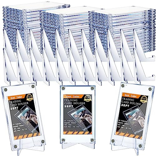 Schraub-Sammelkartenschutz mit Display-Ständer, Acryl, 35 PT Baseball-Kartenhalter für Fußball, Sport, Spiele, Business, Display (50 Stück)