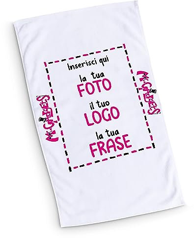 Mr. Gadgets Serviette de plage personnalisable - 80 x 150 cm - Serviette de plage blanche douce et résistante en tissu microfibre blanc - (Personnalisable)