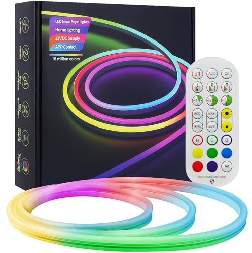 Neon LED Strip Dimmbar LED Streifen 3 Meter DIY Funktion mit App-Steuerung Musik Sync Gaming RGB Neon Lichtband Für Innen Aussenbereich Heim Küche Wohnzimmer Schlafzimmer Decke Festival Wand Deko