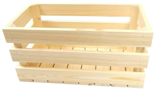 Generisch Holzkiste 40x20x20 cm, gehobelt, ökologisch, Wein, Obst, Gemüse | Aufbewahrungskiste aus Kiefernholz, Vintage Dekokiste, stapelbar, für Innen und Außen, Deko & Lagerung