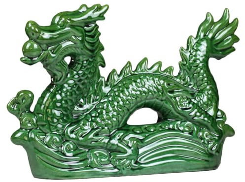 YARNOW Chinesische Tierkreiszeichen Figuren Drachen Figuren Feng Shui Statue Keramik Skulptur Drachenfigur Auto Dekofigur Reichtum Deko 2024 Neujahr Schreibtisch Büro Tischdeko