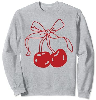 Cravates rouges Cherri avec nœud et ruban coquette cerise sur rose pastel Sweatshirt