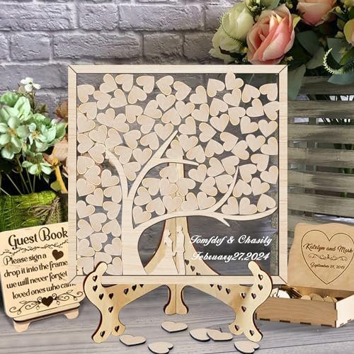 Certykllp Livre d'or de Mariage Arbre de Vie personnalisé Arbre de Vie Livre d'or Arbre et cœur Livre d'or Alternatif Mariage décoration Cadeau de Mariage