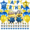 Luftballon Geburtstagsdeko Kinder, Kindergeburtstag Deko Set, Cartoon Großer Gelb Folienballon, Gelb Blau Luftballons Happy Birthday Ballons Stern Ballon Cupcake Toppers Kuchen Deko