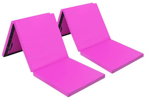 Matladin 2 x faltbare Gymnastikmatte, 1,8 m x 0,6 m x 5,1 cm, PU-Leder, mit Klettverschluss für Dehnung, Yoga, Cheerleading, Kampfsport