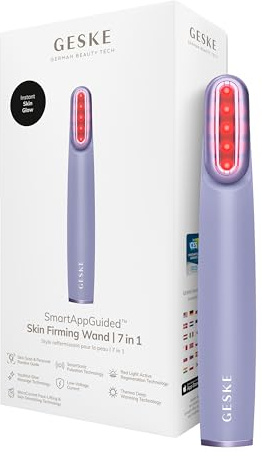 GESKE Skin Firming Wand | 7 in 1 | Anti-Aging | Mikrostrom Facelift | Reduziert Alterserscheinungen | Fortschrittlicher Facial Firmer | Red LED Light Technology | Flexibler Kopf | Reduziert Alterserscheinungen | Fortschrittlicher Facial Firmer | Red LED Light Technology | Flexibler Kopf