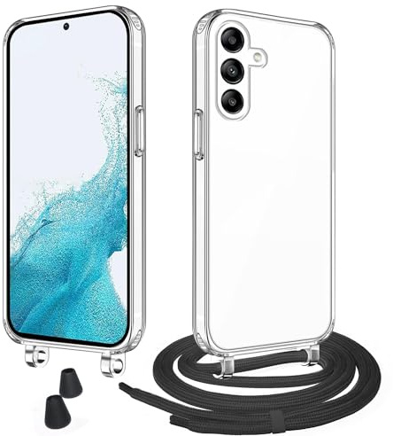 WenBaby Handykette mit Band für Samsung Galaxy A54 5G Schutzhülle Necklace Hülle mit Band Handyhülle für zum Umhängen Transparent Case mit Schnur,Schwarz
