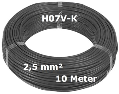 H07V-K Verdrahtungsleitung 2,5mm² schwarz - 10 Meter - feindrähtig Litze Kabel Leitung 2.5mm² 2 5mm2