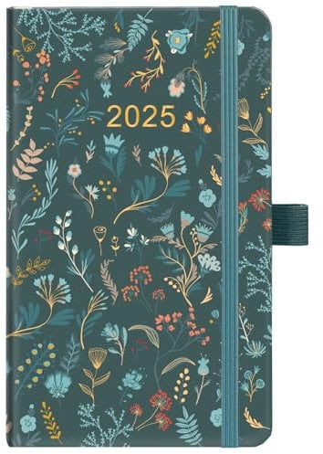 Kamaking Taschenkalender 2026 – A6 Terminplaner 2026 Wochenansicht mit Stiftschlaufe, Gesäßtasche, Jan.2026-Dez.2026, grüne Blätter, 16 × 10 × 1,5 cm