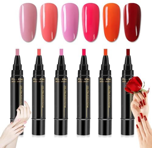 Nail Polish Pens, 36 Color Nail Polish Gel Pen 8 ml, 3 In 1 Gel Nail Polish Pen, One Step Nail Gel Pen, Soak Off UV LED Nail Varnish Nail Tools For Women Girls (A)