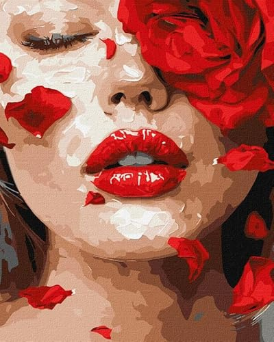 IDEYKA Rosenblüten - Malen nach Zahlen für Erwachsene, 40x50 cm, mit Rahmen, Acrylfarben, für Anfänger und Fortgeschrittene