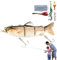 Esca da pesca robotica, Esca da pesca elettronica - Esca da pesca ricaricabile realistica | Esca da pesca animata Wobbler illuminata a LED per acqua salata, Swimbait snodato a 4 segmenti