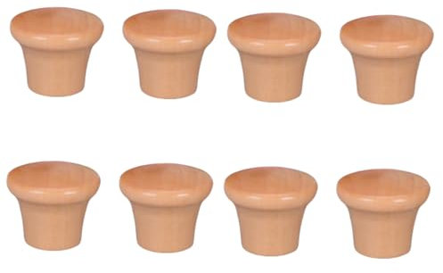 DUDSME Wooden Drawer Knobs 8Pcs Cabinet Single Hole Wooden Handle Mushroom Drawer Wardrobe Wooden Round Handle White Embryo Without Paint(Varnish)