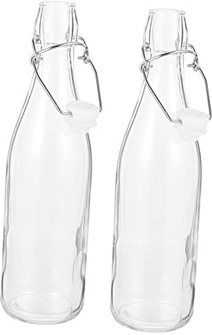 Ciieeo 2pcs Glass Snap Bottle Flipping-top Bottle Pitchers for Drinks Juice Containers Flipping Buckle Bottle Kitchen Oil Bottle Swing Brewing Kitchen Supplies Transparent