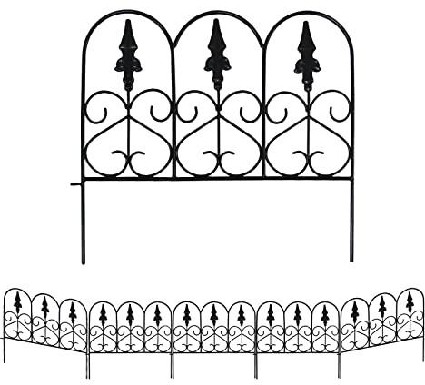 SCENDOR GARDEN 5er Set Dekorativer Gartenzaun Metallzaun Randzaun 45.7 cm H x 50.8 cm B Zaunpanels, Keine-Grab-Zaun Landschaftszäune für Blumenbeete, Garten, Hundeschutz & Tierschutz