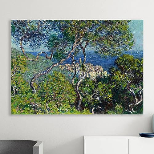 Claude Monet Bordighera Riproduzione Artistica - Poster in tela SENZA CORNICE per arredamento casa e ufficio - Decorazione murale e tela da parete 30x42cm