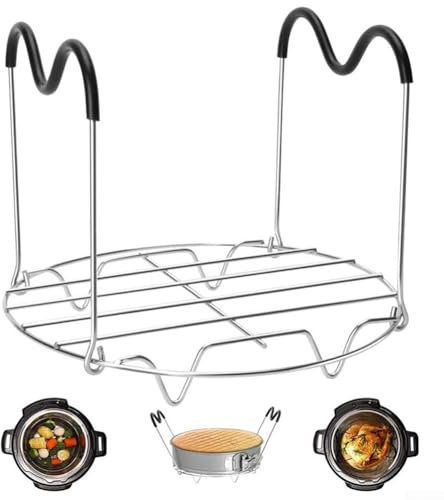 Zeroupshop Stainless Steel Steam Rack, 2 PCS Stainless Steel Steam Holder Tray With Safe Silicon Grip For Pots Pans Crock Pots Steamer Soup Pot(With silicone)
