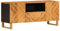SXJEQOC Tv Kommode Tv Board Fernsehtisch Fernseher Tisch Modern - TV-Schrank Braun und Schwarz 105x33,5x46 cm Massivholz Mango für Flur Küche Schlafzimmer Wohnzimmer