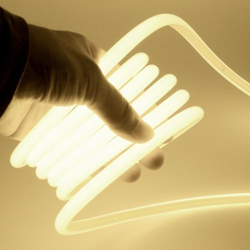XUNATA COB Neon LED Streifen, 270° Beleuchten, 220V 288LEDs/m Superhell Hohe Dichte IP65 Wasserdicht, Flex Diffusion COB LED Schlauch Lichtband Strip (Naturweiß, 11M)