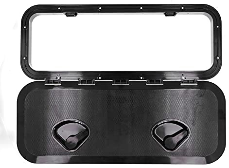 Tissting 24 x 9.5in Marine Deck Access Hatch Lid ABS Material Rectangle Boat Deck Hatch Access Inspection Cover with Lock 180° Hinged Lid for Marine Yacht RV