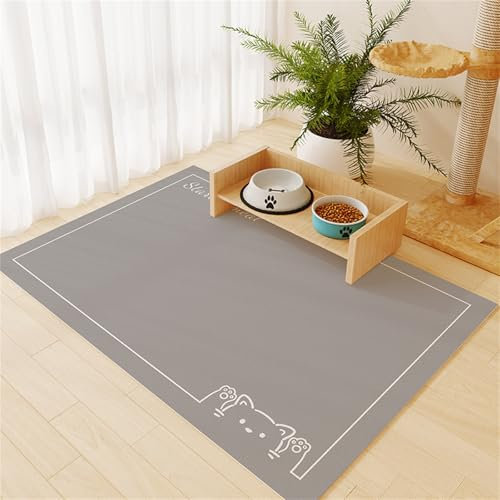 FANSU Napfunterlage Hund, Groß Saugfähig Schnelltrocknende Waschbar rutschfest Futtermatte, Diatomeenerde Futtermatte Hund Futterunterlage Katze, Unterlage Katzennapf (Grau,60x90cm)