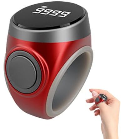 Dtaigou Digitaler Zähler, 4-stelliger Fingerzähler, Clicker-Ring mit großer Digitalanzeige, digitales Tasbeeh-Gebetszählwerkzeug, tragbares manuelles Zählwerkzeug zum Stricken, Häkeln, Coaching