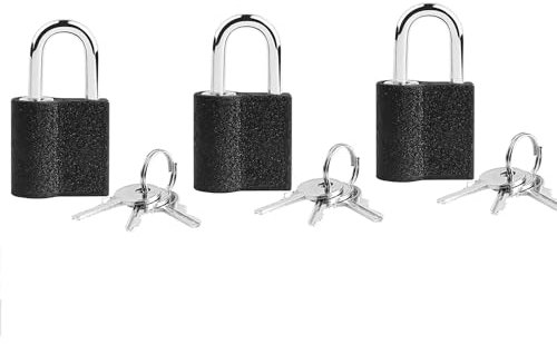 Lamondre Padlock, 3 Pack Small Padlock with Keys, Suitcase Locks, Luggage Locks, Mini Padlocks (Keyed Alike) for Travel Bags, Cabinets, Gym Lockers, Toolbox-25mm