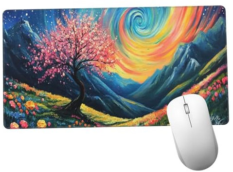 Mauspad Blau Mousepad XXL 1200x600x3mm Mauspad gaming Vernähte Kanten Wasserdicht Anti-Rutsch, Tischunterlage Size Groß,Erweiterter Schreibtisch Schutz Schreibtischunterlage Kinder Sternenhimmel Y1065