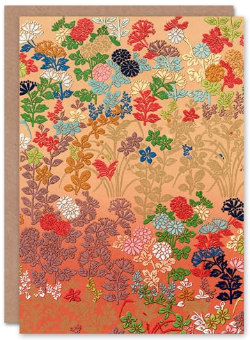 Artery8 G A Audsley Art Card Vintage Floral Japanese Fan Pattern