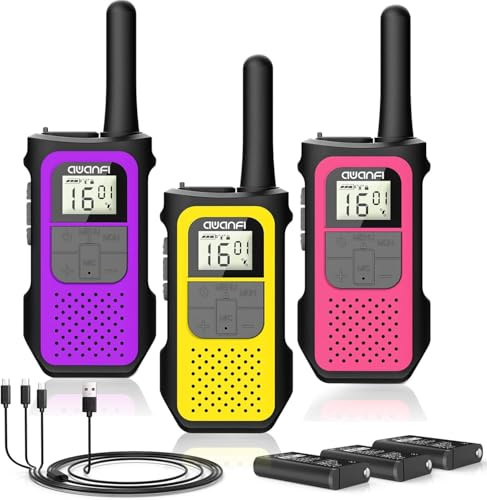 Walkie Talkies 3 Pack for Adults Kids Long Range Rechargeable 2-Way Radio | PMR446 16 Channels, 1200mAh Battery, USB-C Cable, VOX Hands Free for Outdoor Cycling Camping Hiking Activities