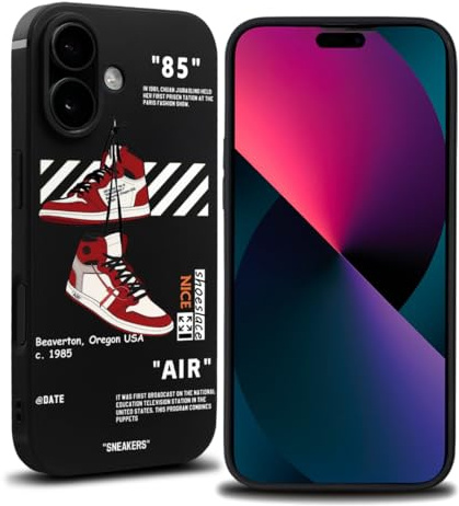 VVVLGD Cool Phone Case for iPhone 7 Case for Boys Men Aesthetic Red Basketball Drop-Resistant Lens Protection Sport Sneaker Street Design Shockproof Designer Cases Compatible with iPhone 7 Case Black