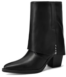 QUEEN HELENA Stivaletti Camperos Texani a Gambale Largo Donna X33-102 (Nero Pu, Taglia unica, Sistema Taglie Calzature EU, Adulto, Donna, Numero, Media, 38)