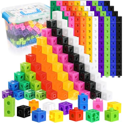 JTKDG Steckwürfel Set - 400 Stück Mathematik Würfel mit Aufbewahrungsbox, Puzzle Blocks,Lernwürfel,Kreativ-Bauset Bausteine, Rechenhilfen&Lerngeschenk für Mädchen und Jungen ab 3 Jahren