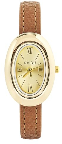 APXEL Armbanduhr Damen Ovale, Damenuhr mit Vintage Lederarmband Minimalistische Uhr für Damen Analog Quarzuhr Klassische Business Elegante Damenuhr Geschenke