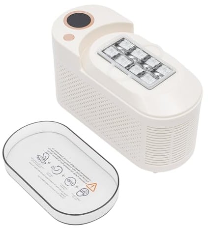 120W Kleine Eiswürfelmaschine, Mini Eiswürfelbereiter, Produziert 8 Quadratische Eiswürfel in 15 Min (je wärmer, desto länger), Ideal für Camping, Küche, Büro, Reisen(Weiß)