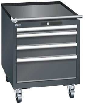 kaiserkraft | ESD-Schubladenschrank mobil | BxTxH 564 x 725 x 723 mm | 4 Schubladen | 1 x 50/2 x 100/1 x 200 mm | anthrazitgrau