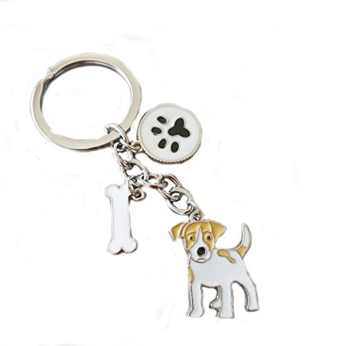 AWEHIRU BbearT® Dog Tag Dog Key-ring Keychain,Cute Small Dog Puppy ID Tags Metal Dog Keychain Keyring Keyfob Key Tags Car Keyring Bag Charm Birthday (Jack Russell)