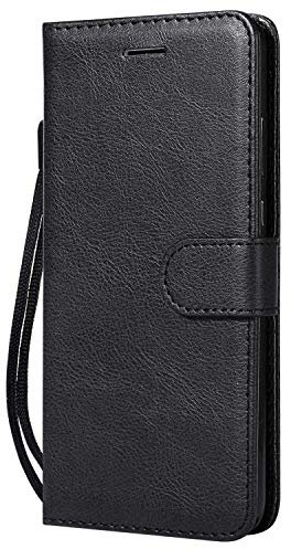 DENDICO Coque pour Huawei P20, PU en Cuir Coque Portefeuille Étui Housse, Design Classique TPU Coque pour Huawei P20 - Noir