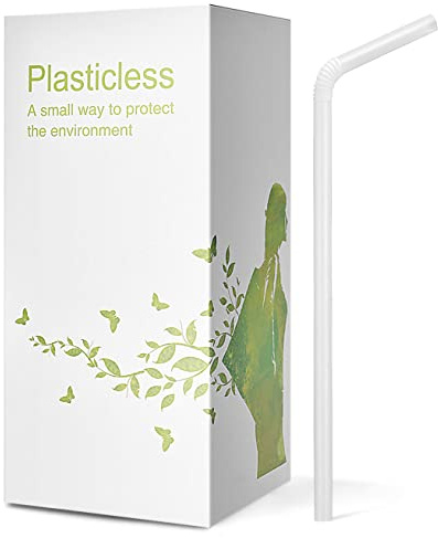 200 Count 8.25 Eco-friendly Bendable Compostable PLA Straws - KTOB Plasticless Biodegradable Flexible Drinking Straws
