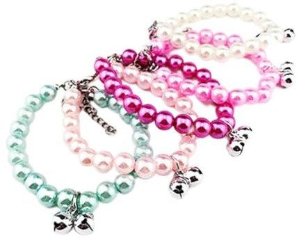Egurs 5er Pet Dog Perlenhalsband mit Glocke, 5 Farben S = 20cm