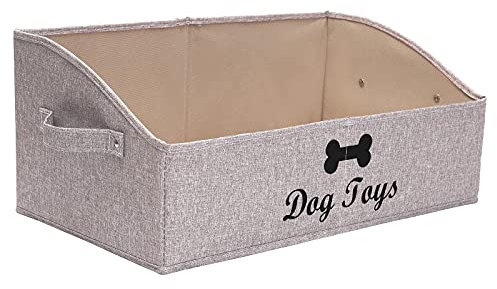 Morezi Dog toy box pet toy storage shallow baskets large perfect for living room area, playroom, closet, shelf gift basket home decoration - Snow Brown