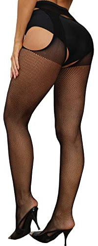 Fohevers Bas Résille Collants Résille Bas Mailles Collants, Porte Jarretelles Sexy Et Bas Autofixant, bas de Femme Porte-Jarretelles