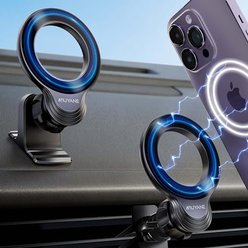 NIUYANE 2 in 1 Super Stable Dash & Air Vent Mag-Safe Car Phone Mount - Compatible with iPhone 15 Pro Plus Max 14 13 12 Mini Mag-Safe Case